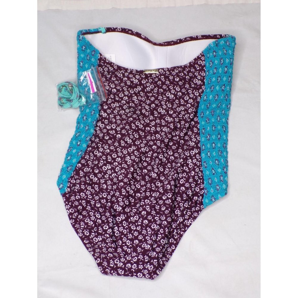 LAUNDRY by Shelli Segal Floral Bandeau Swimsuit - Picture 6 of 8